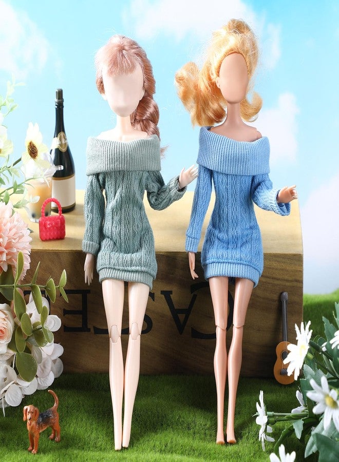 Fourluoo 6 Pcs Winter Doll Clothes 11.8 Inch Fashion Doll Sweater Outfits Sweet Accessories for Xmas Party Birthday Gifts(Green, Black, Red, Blue, Dark Gray, Light Pink) - Image 3